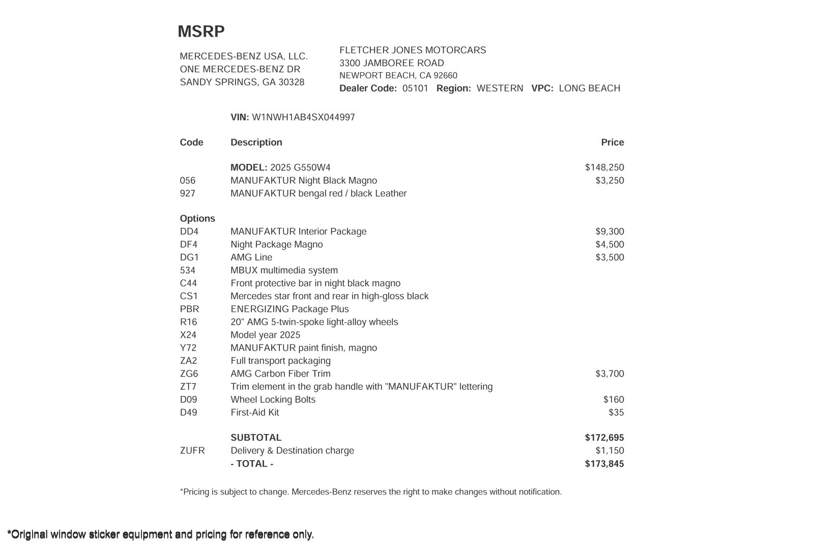 Used 2025 MANUFAKTUR Night Black magno Mercedes-Benz G 550 SUV image 26