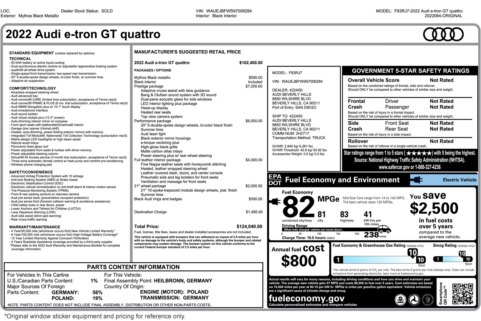 Used 2022 Mythos Black Metallic Audi Prestige quattro image 2