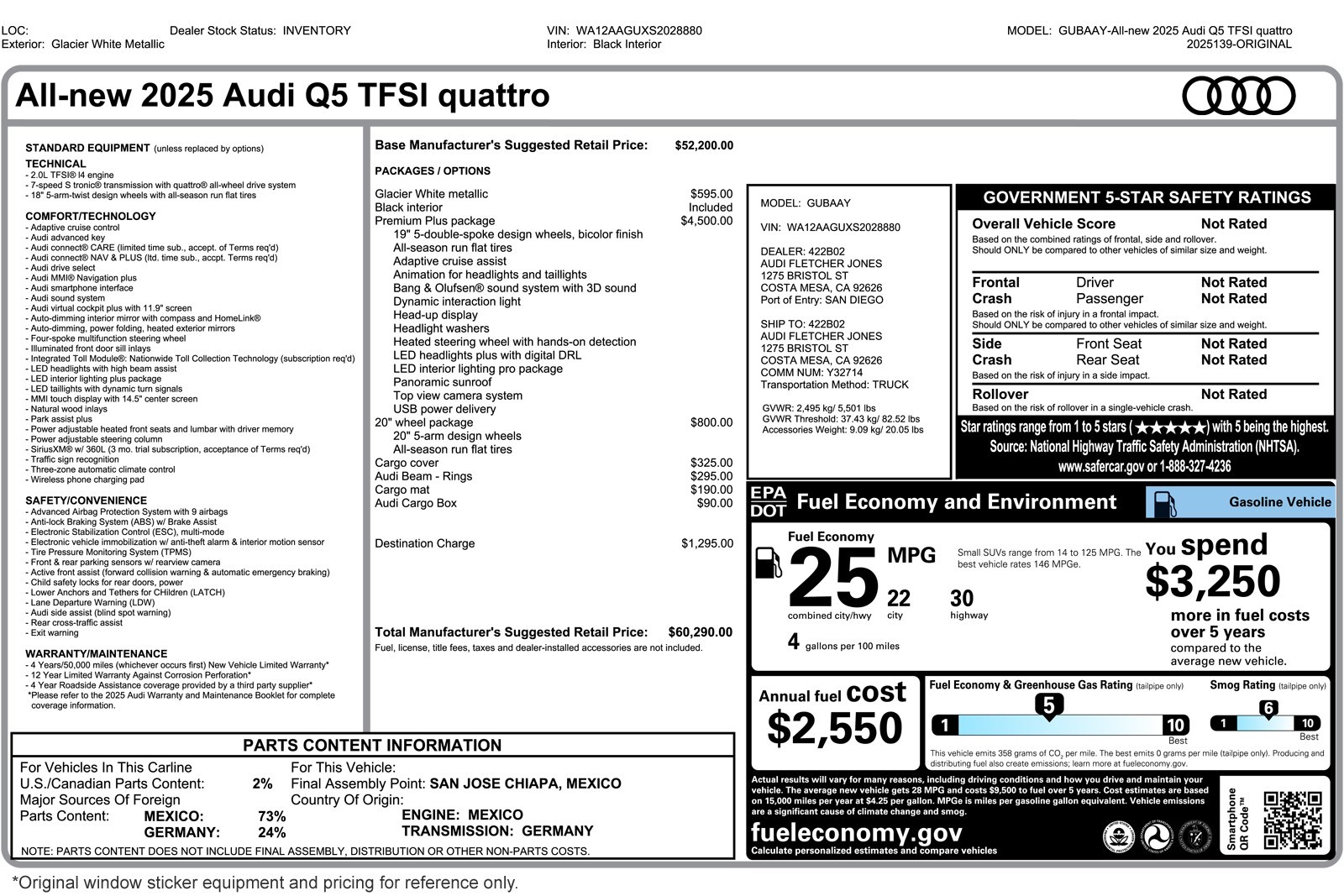 Used 2025 Glacier White Metallic Audi Premium Plus image 2