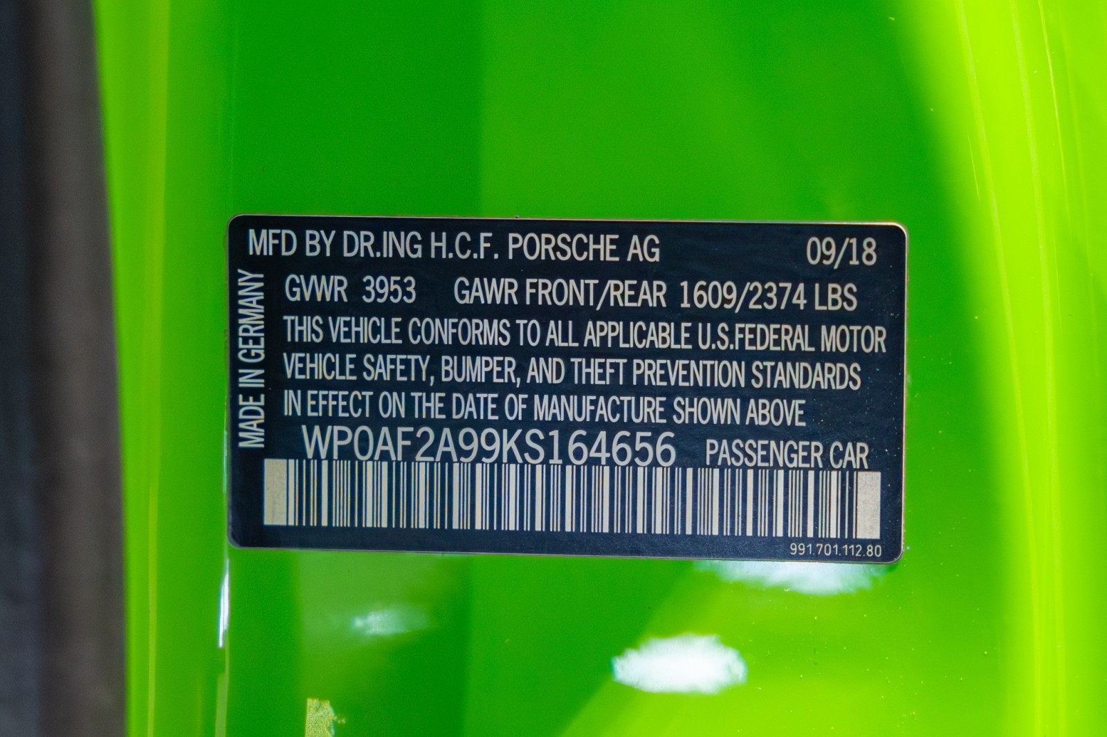 Used Car 2019 Porsche 911  Gt3 Rs For Sale Under $260,000 In Boerne, Texas