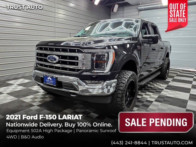Agate Black Metallic 2021 Ford F-150 Lariat SuperCrew 4WD Pickup Truck Four-Wheel Drive 10-Speed Automatic