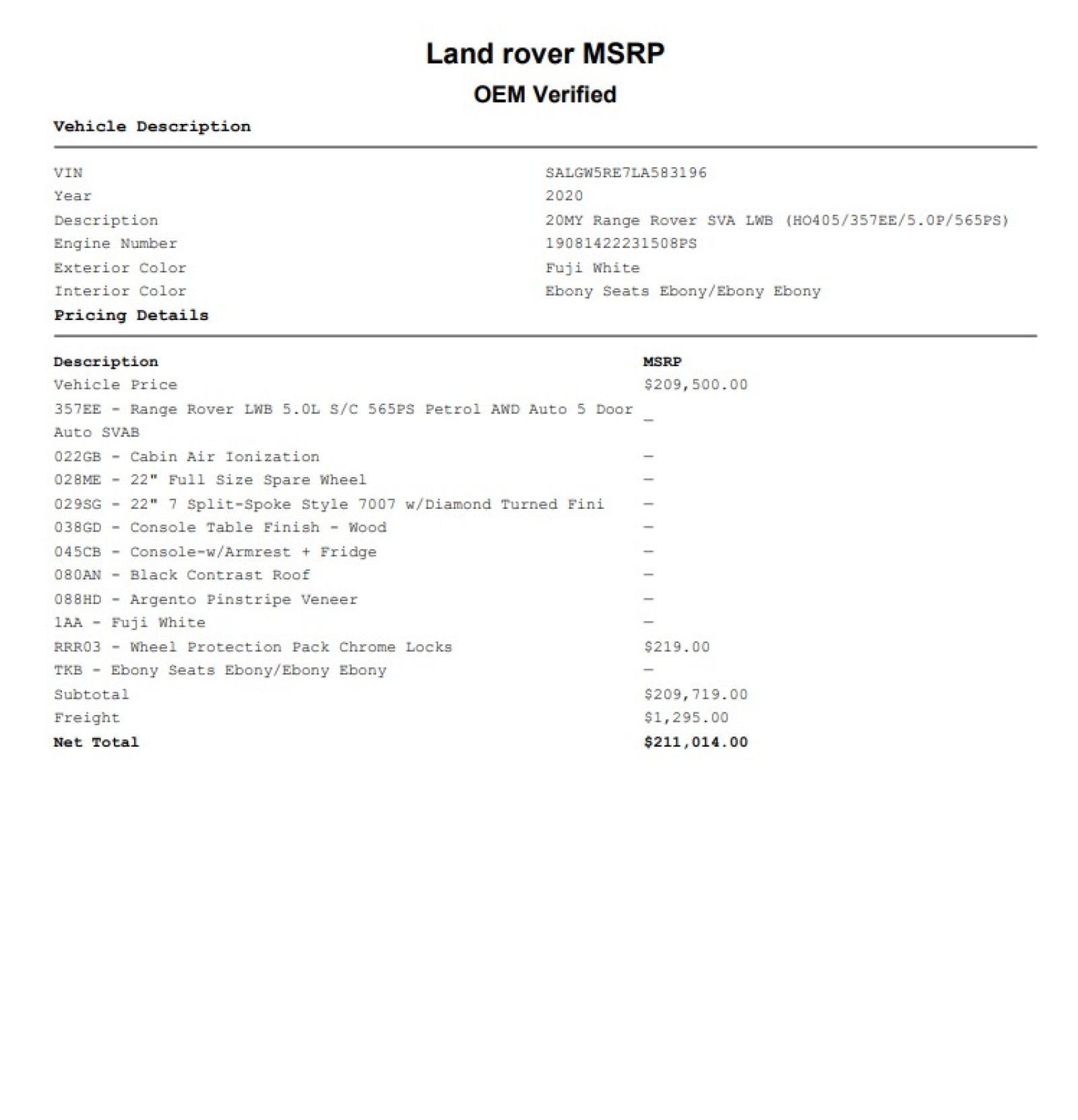 2020 Land Rover Range Rover SV Autobiography LWB 4PlaceSeating 22DiamondAlloys PwrBoards 85