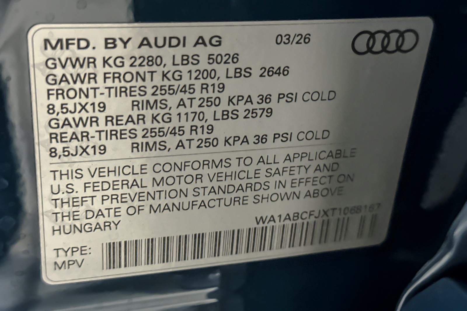 New 2026 Malpelo Blue Metallic Audi S line quattro image 28