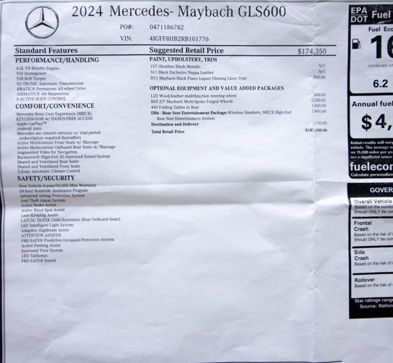 2024 Mercedes-Benz GLS GLS 600 Maybach *11,000 MILES* *4-SEAT CONFIGURATION* in , 