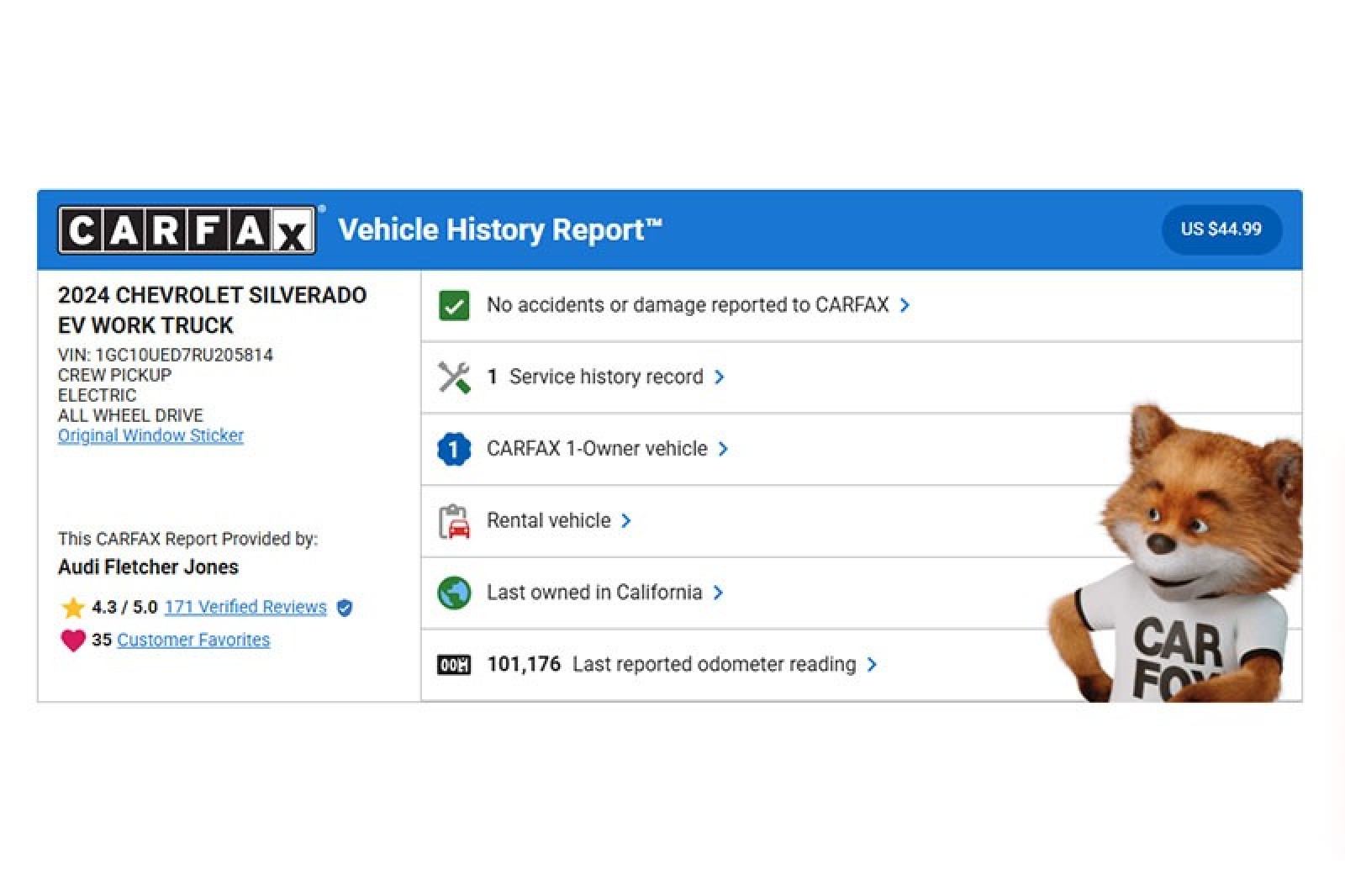 Used 2024 Chevrolet Silverado EV Work Truck with VIN 1GC10UED7RU205814 for sale in Walnut Creek, CA