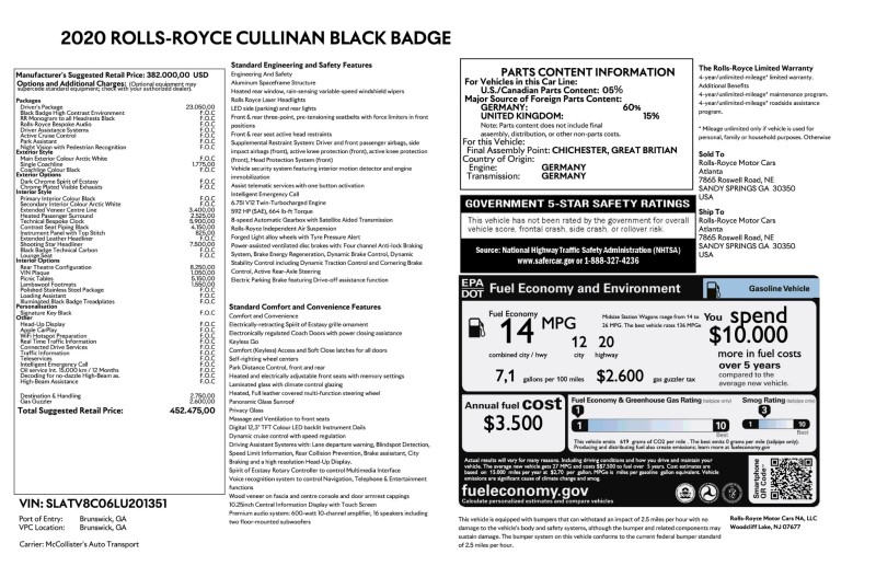 2020 Rolls-Royce Cullinan BLACK BADGE ($452,475 MSRP!!) *SHOOTING STAR HEADLINER* in , 