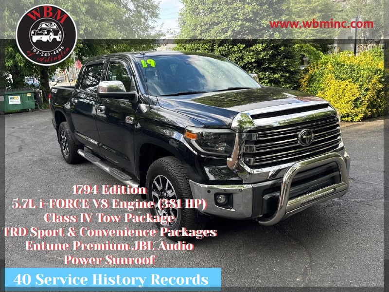 Midnight Black Metallic 2019 Toyota Tundra 1794 Edition CrewMax 5.7L 4WD Pickup Truck Four-Wheel Drive Automatic
