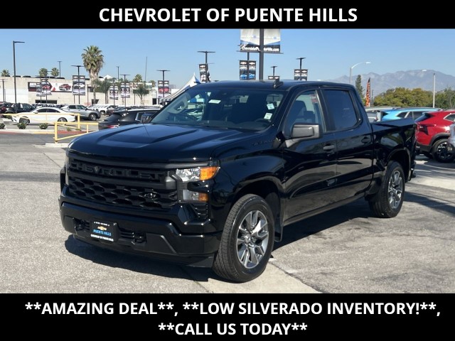 Black 2023 Chevrolet Silverado 1500 Custom Crew Cab RWD Pickup Truck 4X2 Automatic