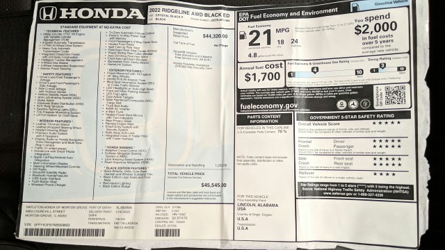 2022 Honda Ridgeline Black Edition 32