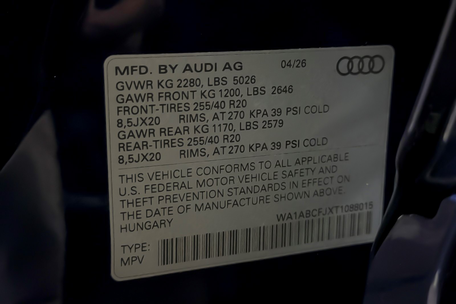 New 2026 Navarra Blue Metallic Audi S line quattro image 24