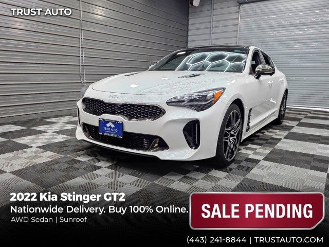 Snow White Pearl 2022 Kia Stinger GT2 AWD Sedan All-Wheel Drive 8-Speed Automatic