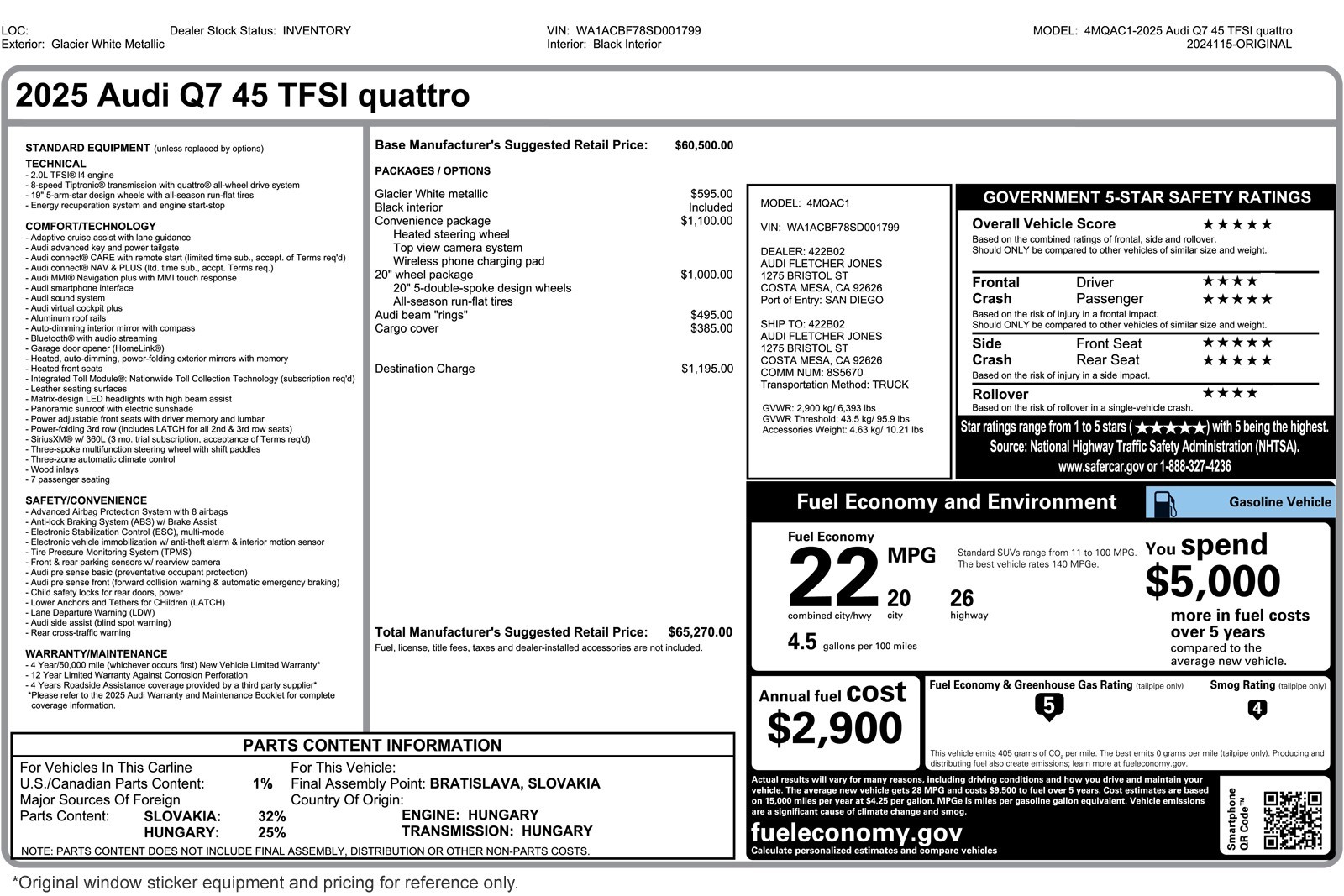 Used 2025 Glacier White Metallic Audi Premium 45 TFSI quattro image 16