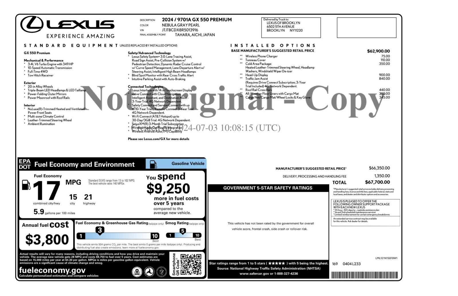 2024 Lexus GX 550 Premium 4WD 69