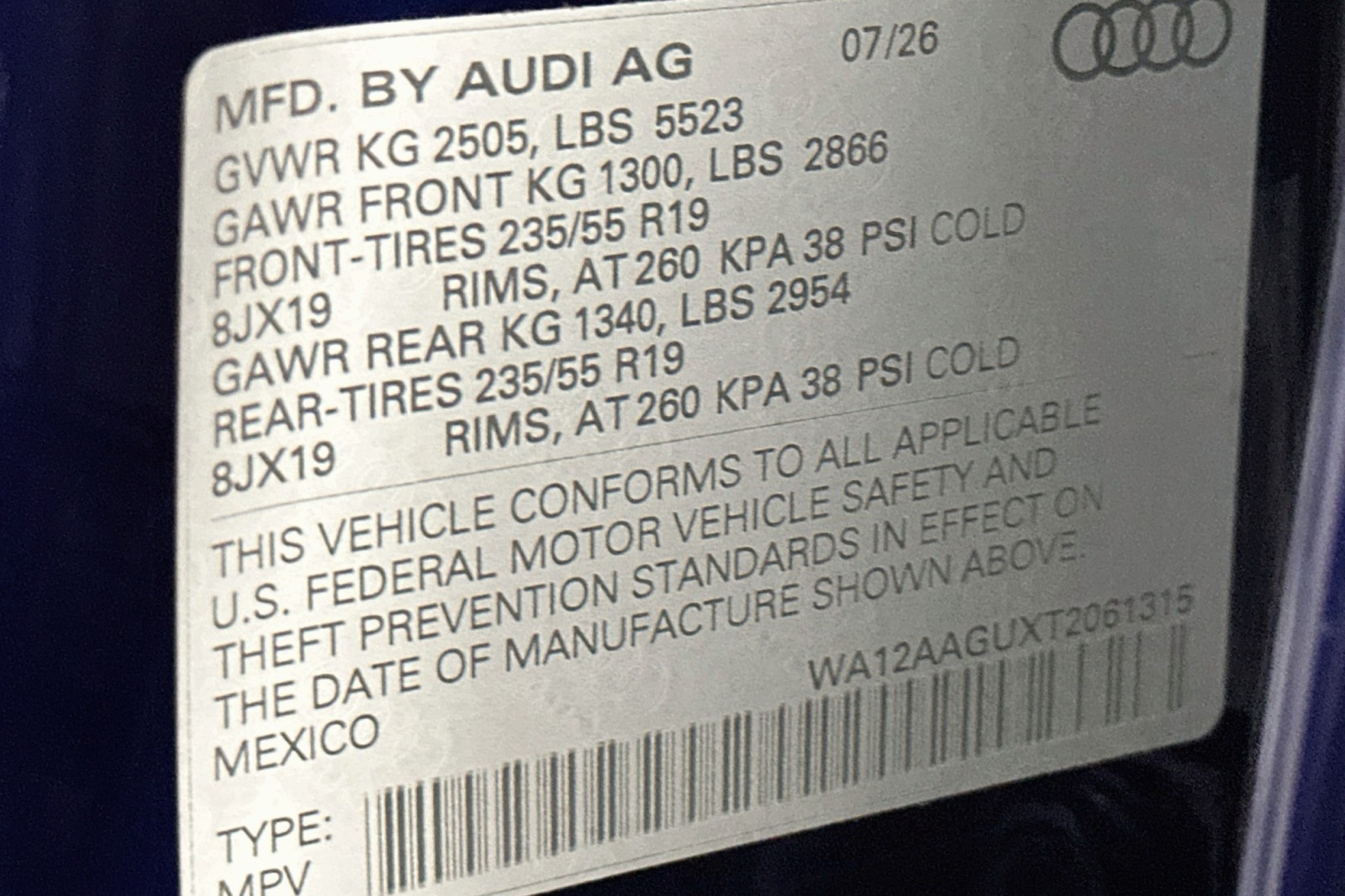 New 2026 Navarra Blue Metallic Audi Premium Plus image 21