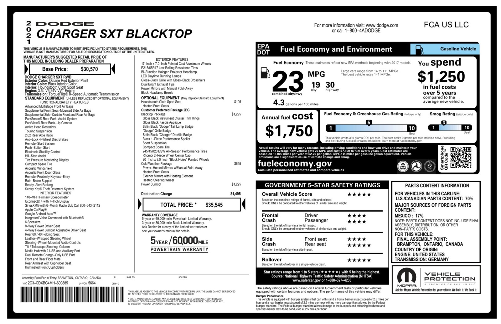 2021 Dodge Charger SXT BlackTopPkg ColdWeatherPkg PowerSunroof 20Alloys 59