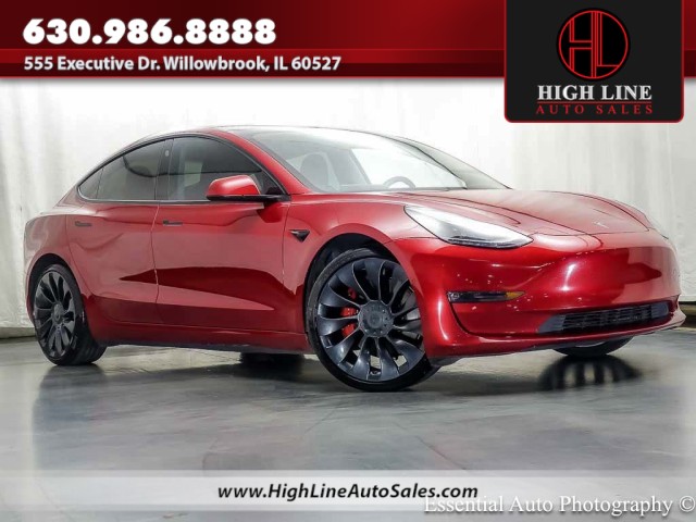 Red Multi-Coat 2021 Tesla Model 3 Sedan All-Wheel Drive Automatic