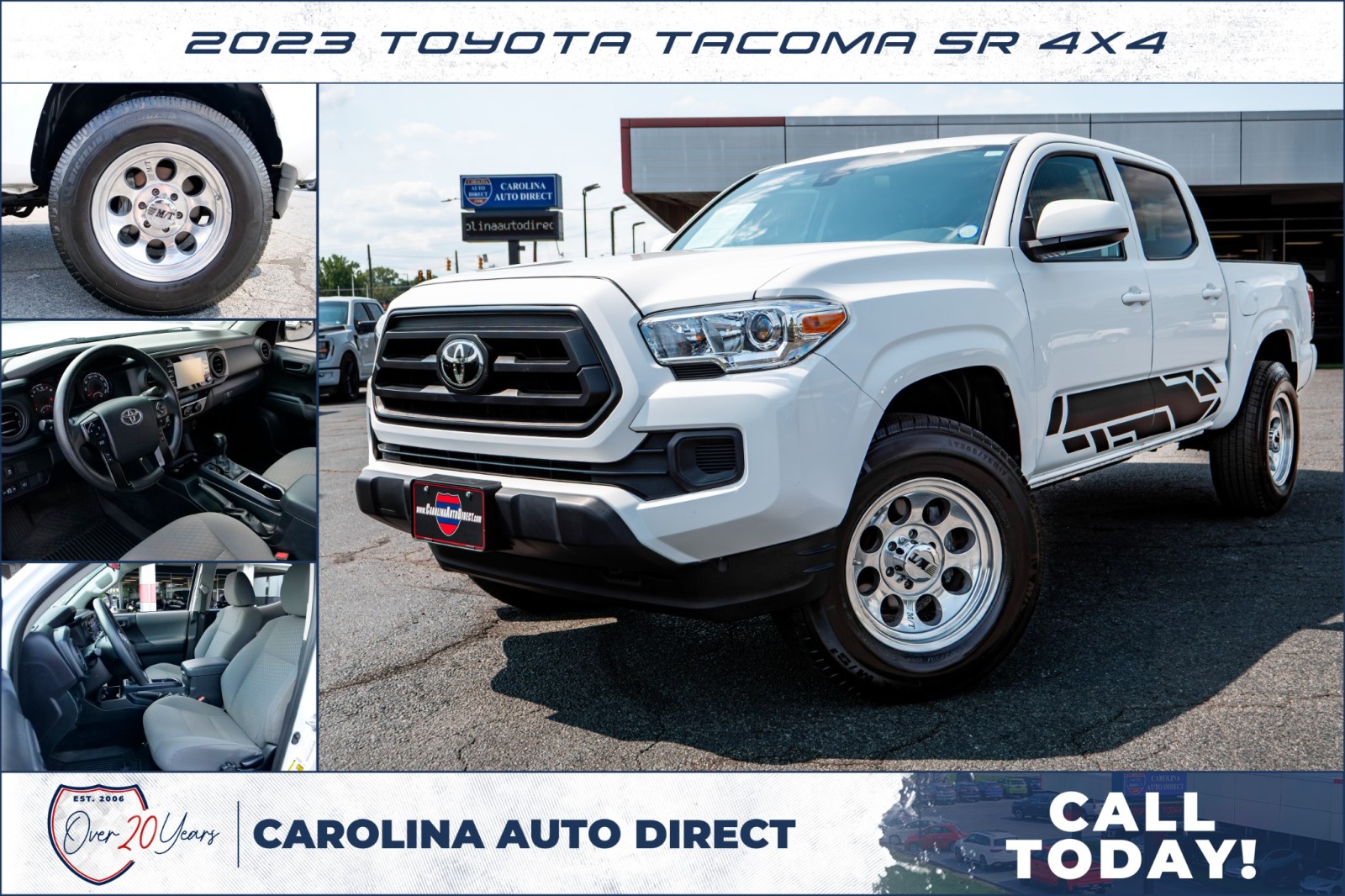 White 2023 Toyota Tacoma Pickup Truck Four-Wheel Drive Automatic