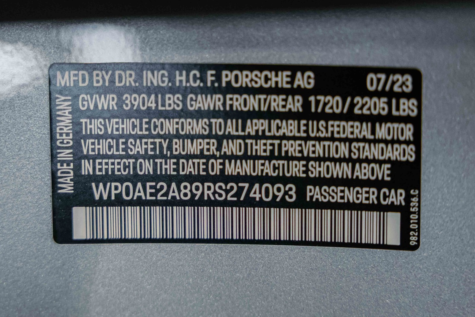 Used Car 2024 Porsche 718 Cayman  Gt4 Rs For Sale Under $210,000 In Boerne, Texas