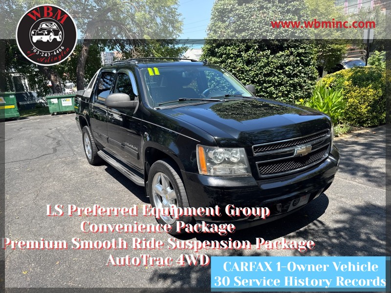 Black 2011 Chevrolet Avalanche Pickup Truck Four-Wheel Drive Automatic