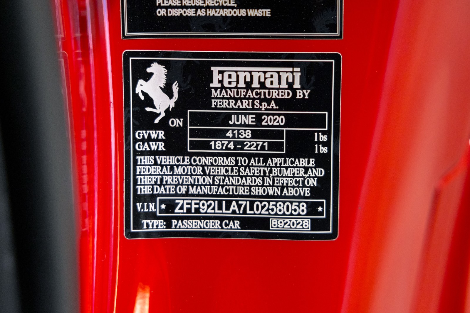 Used Car 2020 Ferrari F8 Tributo  For Sale Under $360,000 In Boerne, Texas