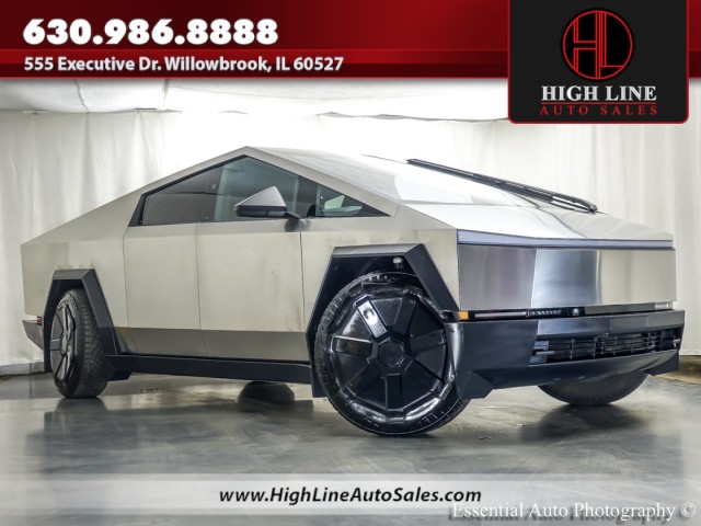 Gray (Stainless Steel) 2024 Tesla Cybertruck Crew Cab AWD Pickup Truck All-Wheel Drive Automatic