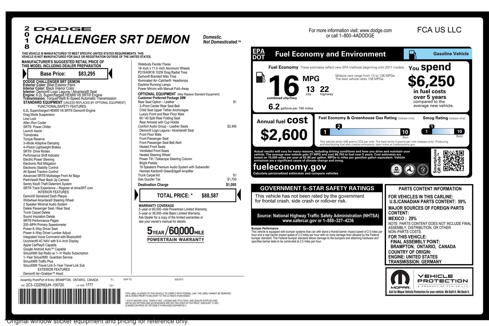 Used 2018 Billet Clearcoat Dodge SRT Demon RWD image 2