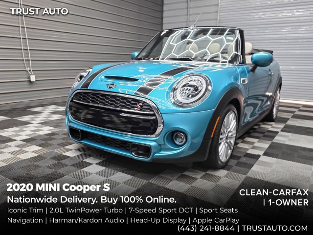 Teal (Caribbean Aqua Metallic) 2020 MINI Cooper Convertible Front-Wheel Drive Automatic