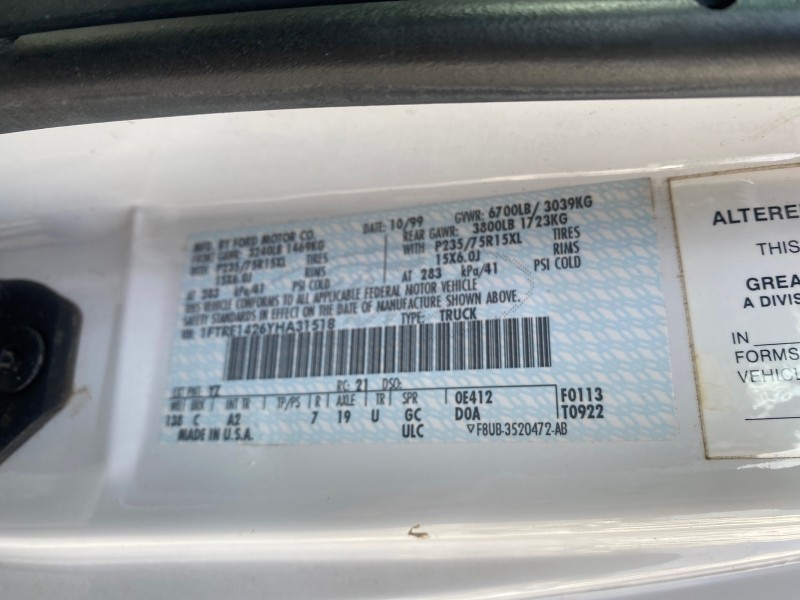 2000 Ford Econoline Cargo Van LOW MILES 68,046 in , 