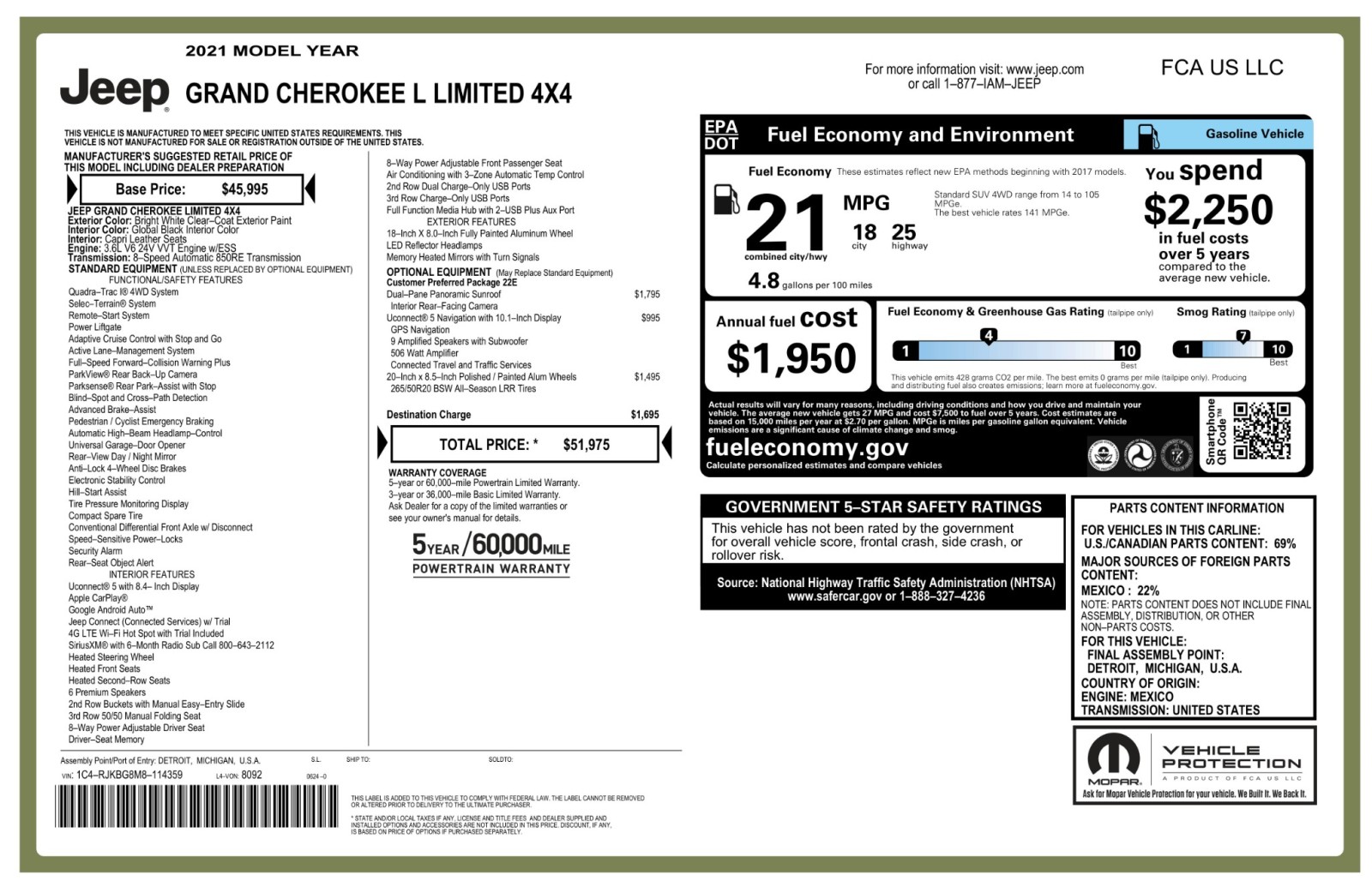 2021 Jeep Grand Cherokee L Limited 4x4 UconnectNav PanoRoof 20Alloys SideSteps 3rdRowSeat 71