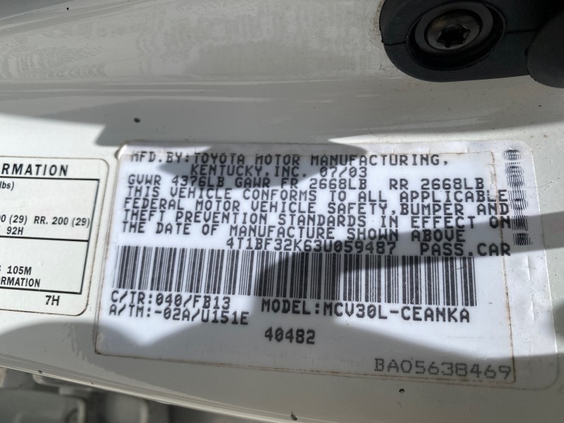 2003 Toyota Camry LE LOW MILES 61,005 in , 
