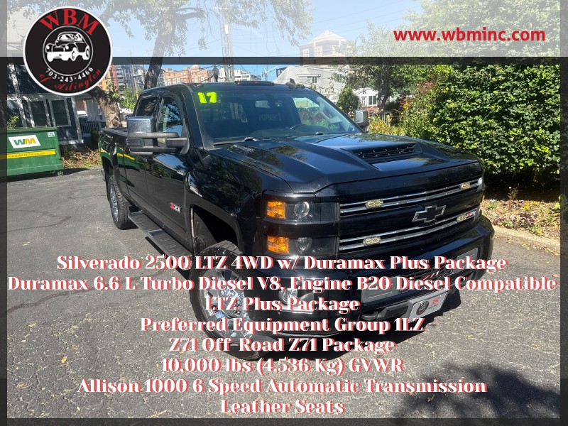 Black 2017 Chevrolet Silverado 2500HD Pickup Truck Four-Wheel Drive Automatic