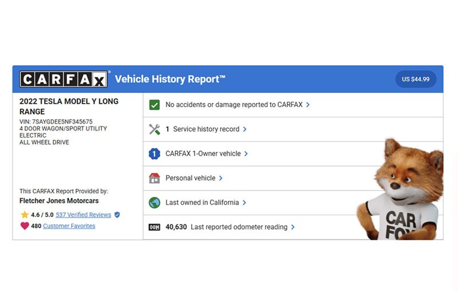 Used 2022 Tesla Model Y Long Range with VIN 7SAYGDEE5NF345675 for sale in Walnut Creek, CA