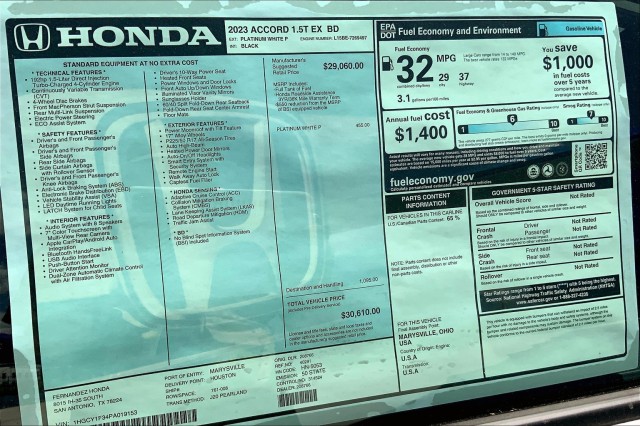 2023 Honda Accord Sedan EX 22