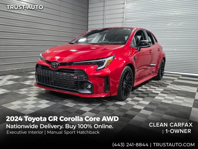 Supersonic Red 2024 Toyota GR Corolla Core AWD Hatchback All-Wheel Drive 6-Speed Manual