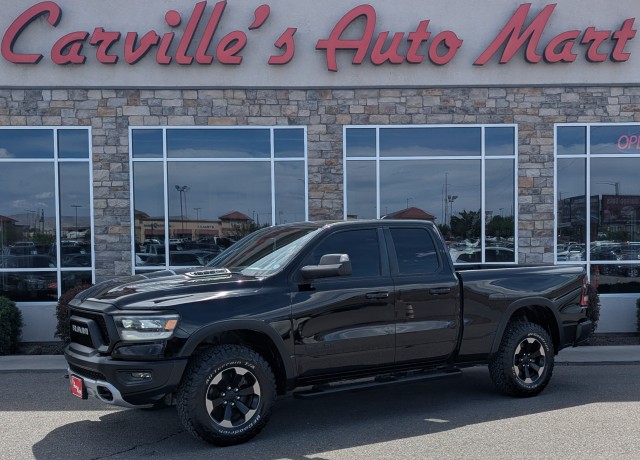 Diamond Black Crystal Pearlcoat 2019 RAM 1500 Rebel Quad Cab 4WD Pickup Truck Four-Wheel Drive Automatic