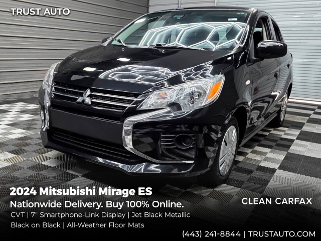 Jet Black Metallic 2024 Mitsubishi Mirage Hatchback Front-Wheel Drive Continuously Variable Transmission