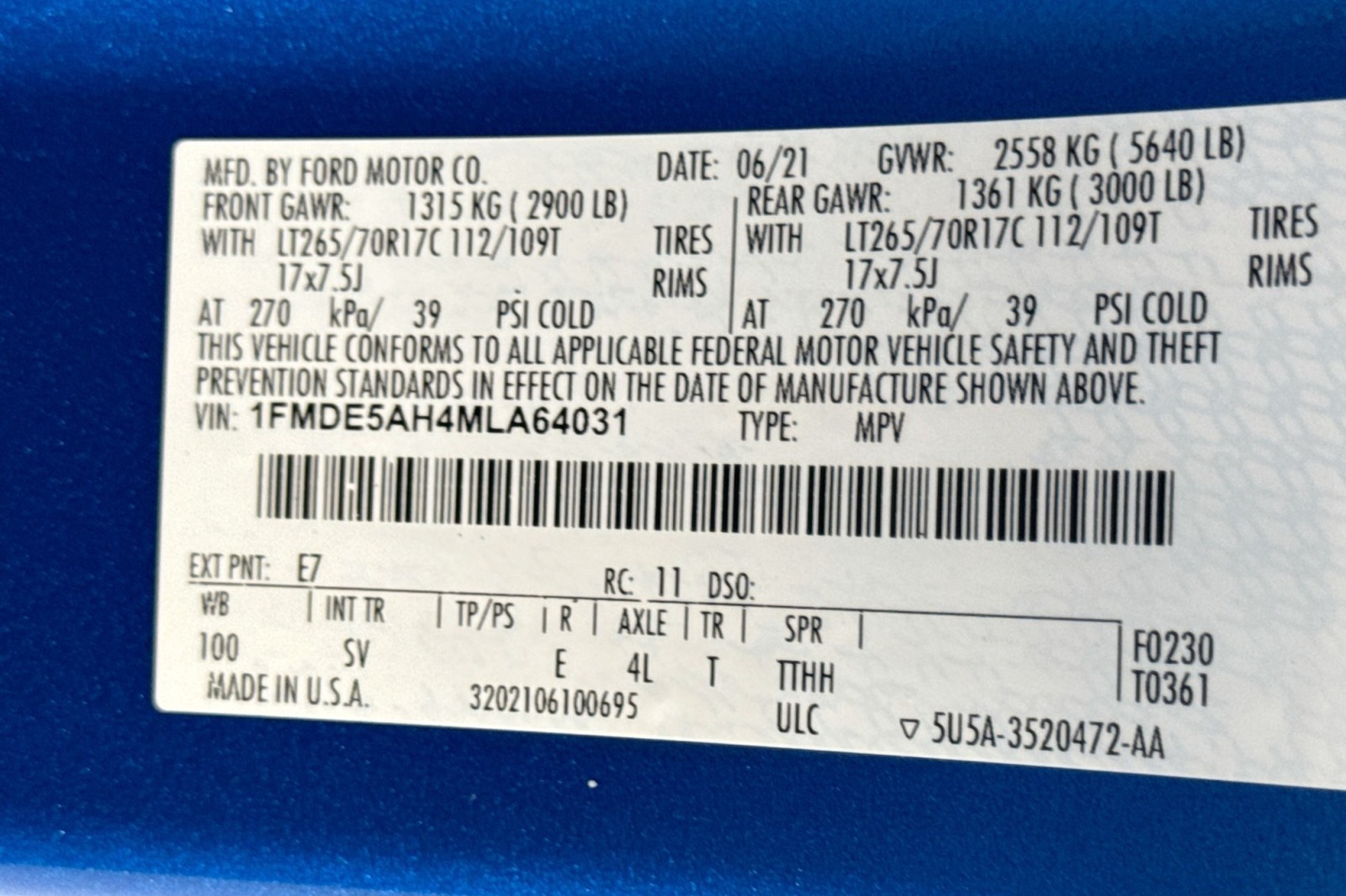 Used 2021 Velocity Blue Metallic Ford Black Diamond image 29