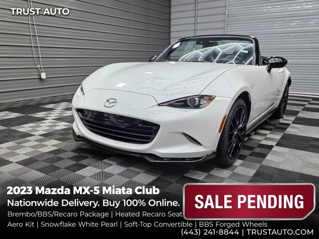 Snowflake White Pearl Mica 2023 Mazda MX-5 Miata Convertible Rear-Wheel Drive 6-Speed Manual