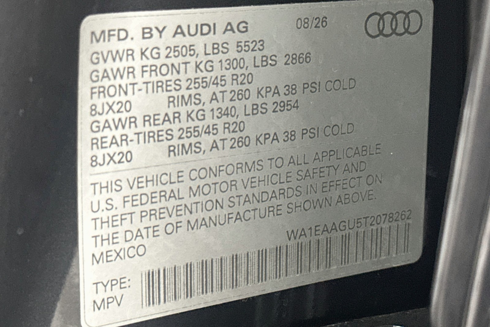 New 2026 Tambora Gray Metallic Audi Premium Plus image 17