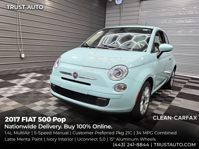 Latte Menta 2017 FIAT 500 Hatchback Front-Wheel Drive 5-Speed Manual