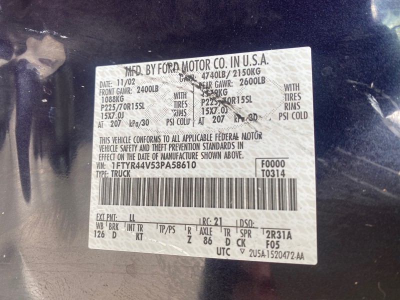 2003 Ford Ranger XLT AUTO  X CAB LOW MILES 76,750 in , 