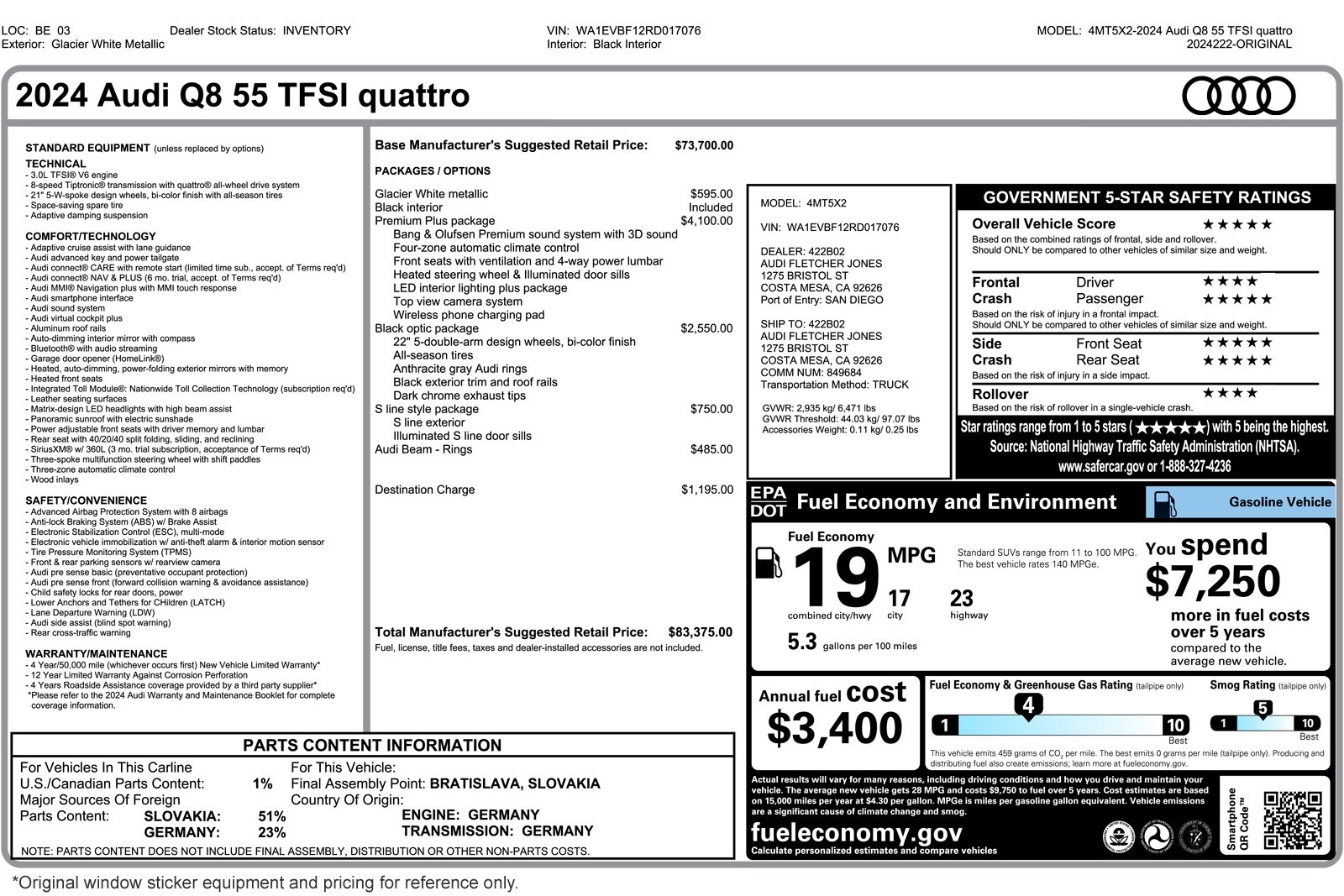 Used 2024 Glacier White Metallic Audi Premium Plus 55 TFSI quattro image 3