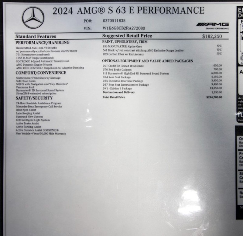 2024 Mercedes-Benz S-Class AMG S 63 E *RARE EDITION 1* ($214,700 MSRP!!) in , 