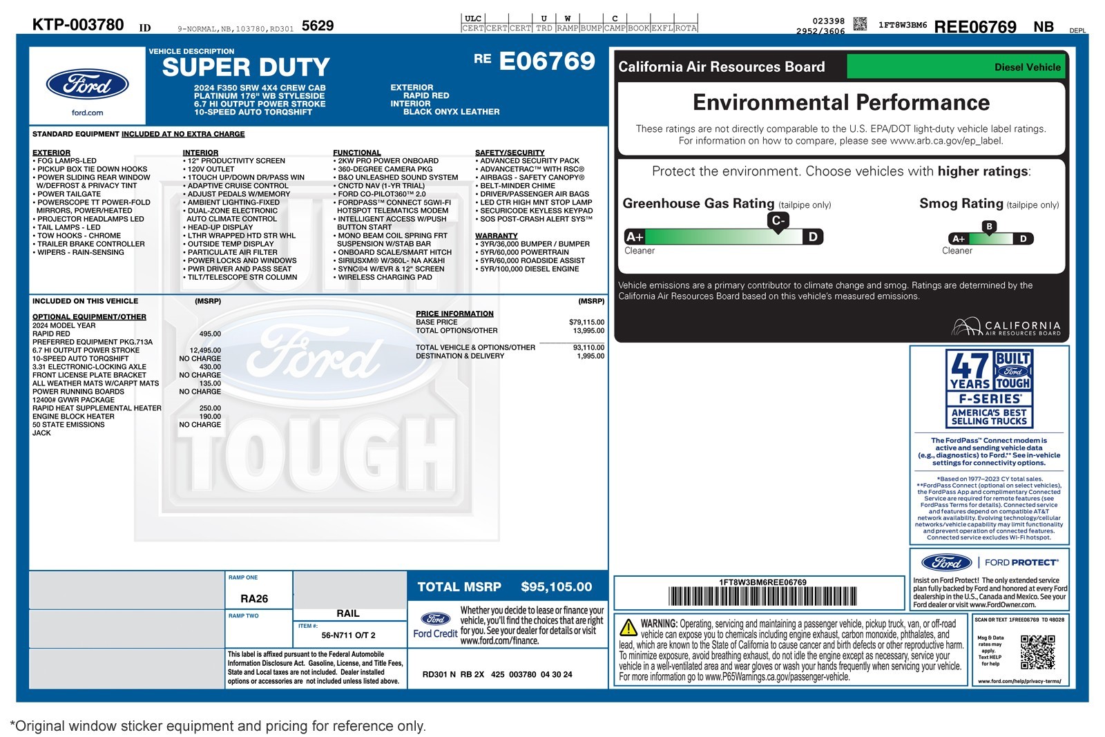 Used 2024 Rapid Red Metallic Tinted Clearcoat Ford Platinum image 2