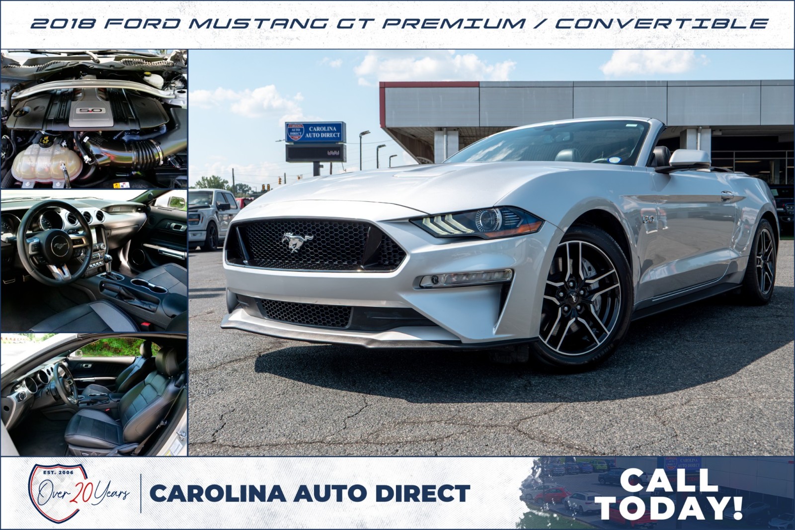 Ingot Silver Metallic 2018 Ford Mustang Convertible Rear-Wheel Drive Automatic