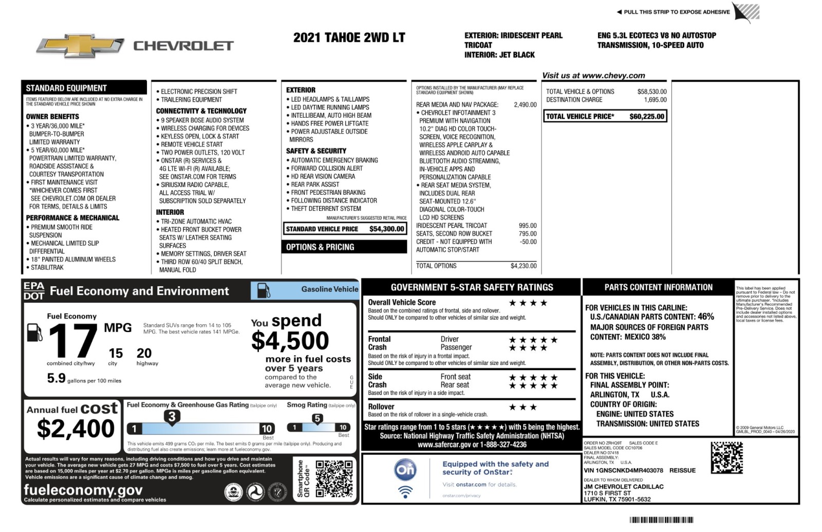 2021 Chevrolet Tahoe LT MediaNavPkg BucketSeating BlackOutPkg 7