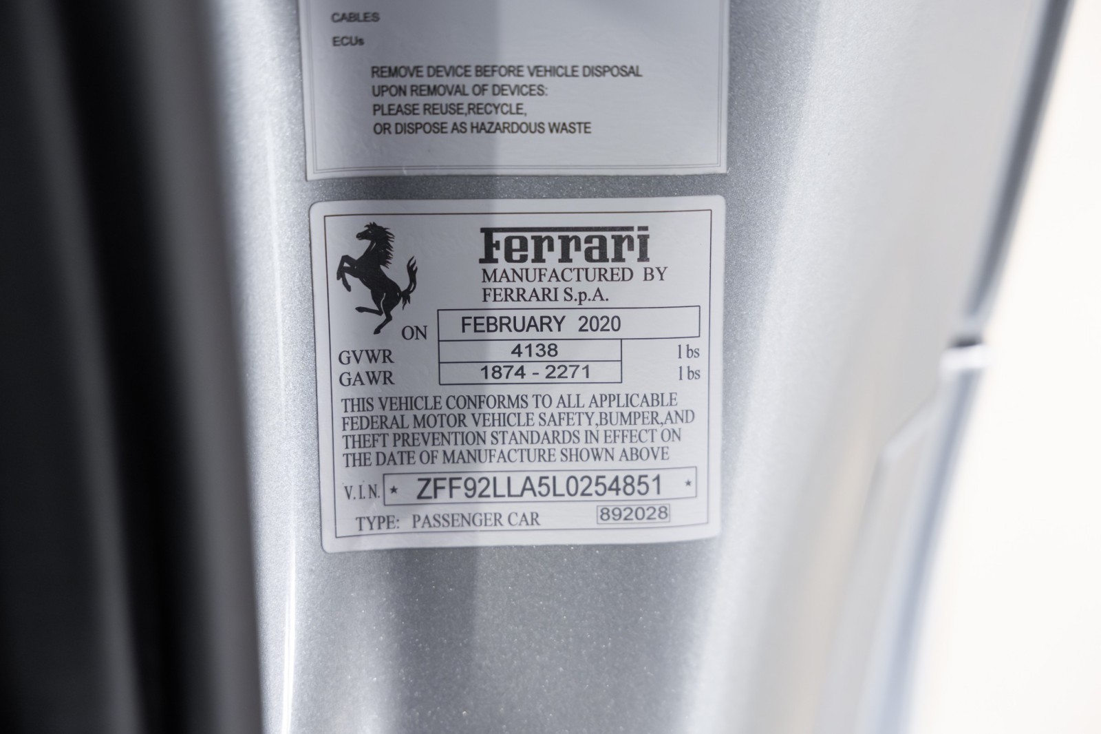 Used Car 2020 Ferrari F8 Tributo  For Sale Under $360,000 In Boerne, Texas