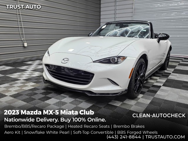 Snowflake White Pearl Mica 2023 Mazda MX-5 Miata Convertible Rear-Wheel Drive 6-Speed Manual