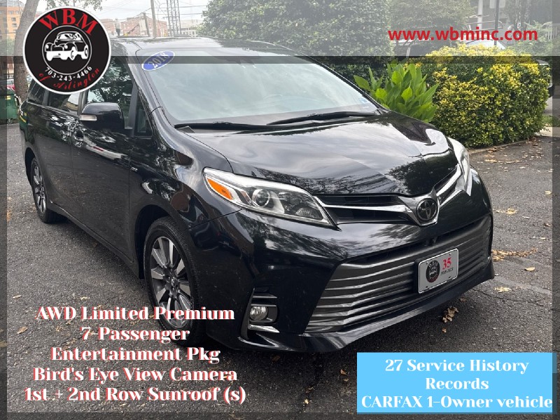 Midnight Black Metallic 2018 Toyota Sienna Minivan All-Wheel Drive Automatic