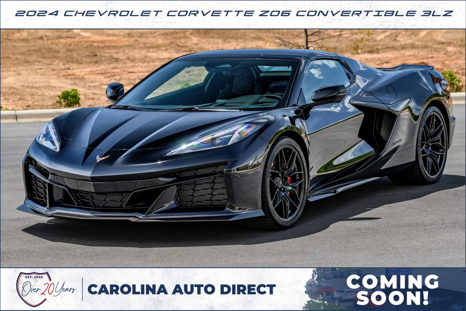 Black 2024 Chevrolet Corvette Convertible Rear-Wheel Drive Automatic